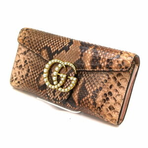 Gucci Zippered Wallet GG Leather Pink Python